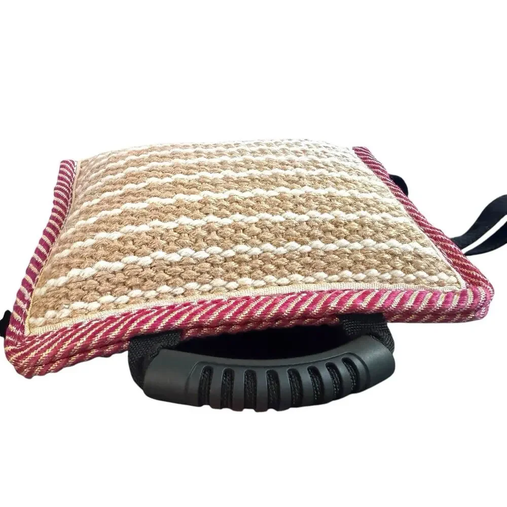 Dog Jute‎ Bite Pillow, Durable Biting Pad with 3 Strong Handles Tug of War